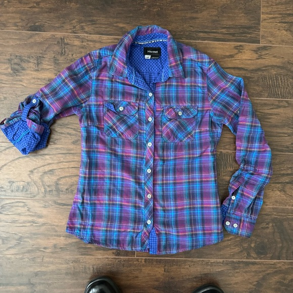 Marmot Tops Marmot Womens Button Front Plaid Shirt Poshmark